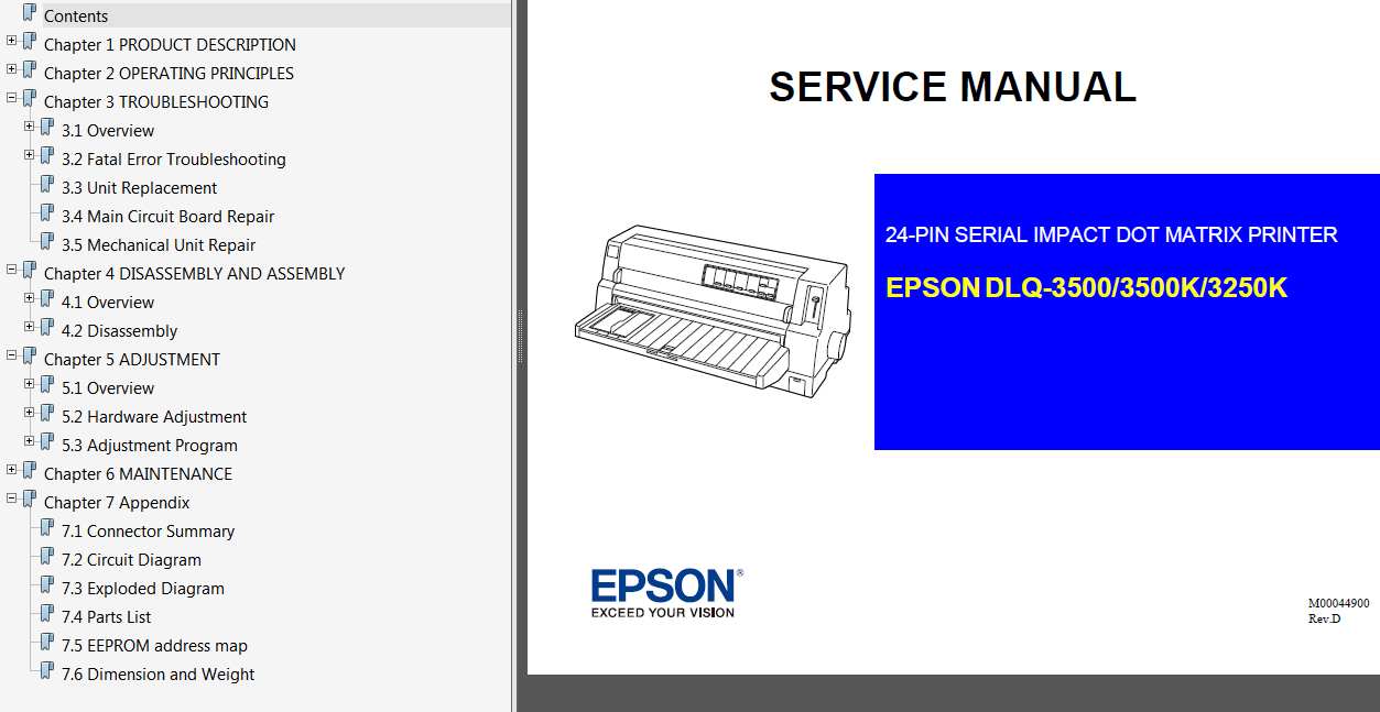 Epson DLQ-3500, DLQ-3500K, DLQ-3250K Printer <br> Service Manual