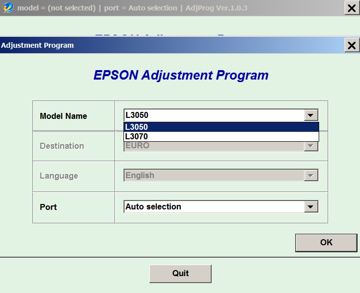 Epson <b>L3050, L3070 </b> (EURO) Ver.1.0.3 Service Adjustment Program