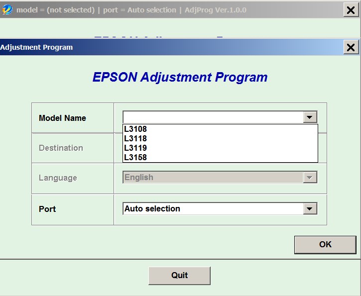 Epson <b>L3108, L3118, L3119, L3158 </b> (EСС) Ver.1.0.0 Service Program