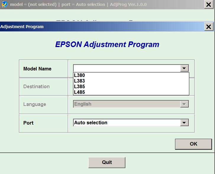 License for 1 PC for Epson <b>L380, L383, L385, L485</b> Adjustment Program Full Reset Version