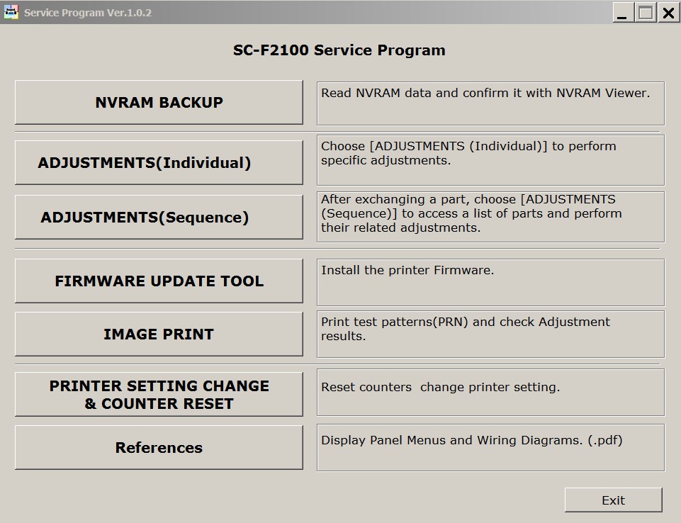 License for 1 PC for Epson  <b>Sure Color SC-F2100</b> Service Adjustment Program for printhead unclogging, counters resets, printer adjustments and maintenance.  Unlimited time