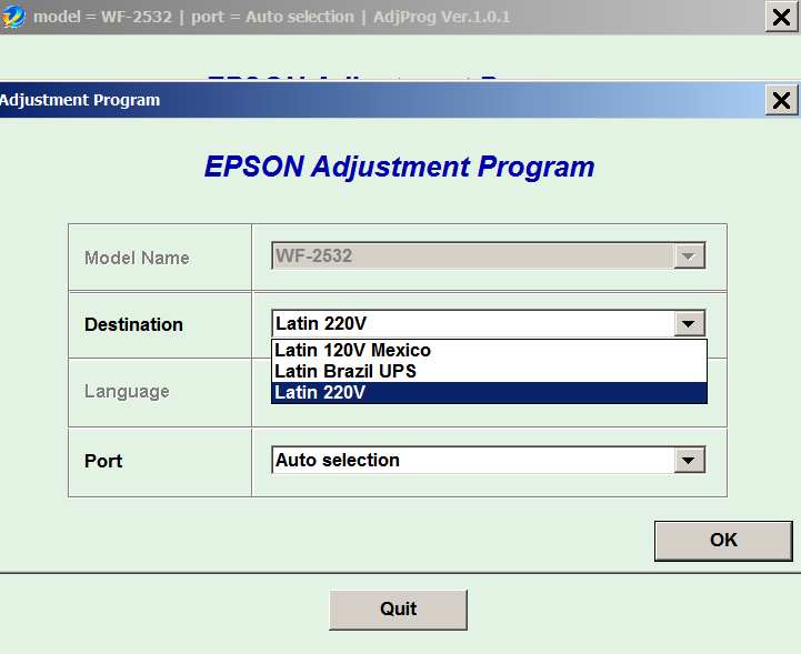 Epson <b>WorkForce WF-2532</b> (Latin) Ver.1.0.1 Service Adjustment Program