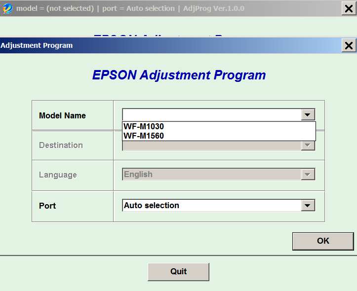 Epson <b>WorkForce WF-M1030, WF-M1560</b> (EAI) Ver.1.0.0 Service Adjustment Program  <font color=red>New!</font>