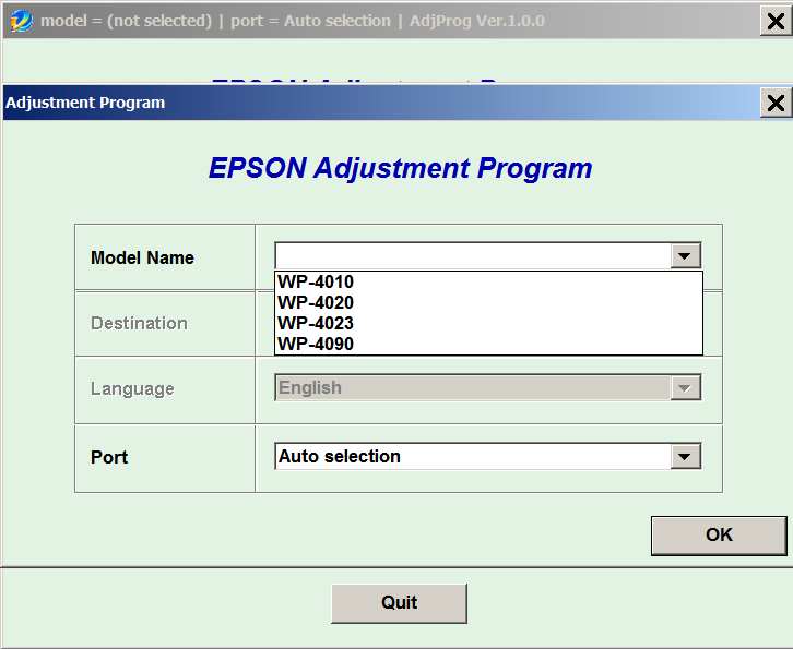 Epson <b>WorkForce WP-4010, WP-4020, WP-4023, WP-4090</b> (EAI) Ver.1.0.0 Service Adjustment Program  <font color=red>New!</font>
