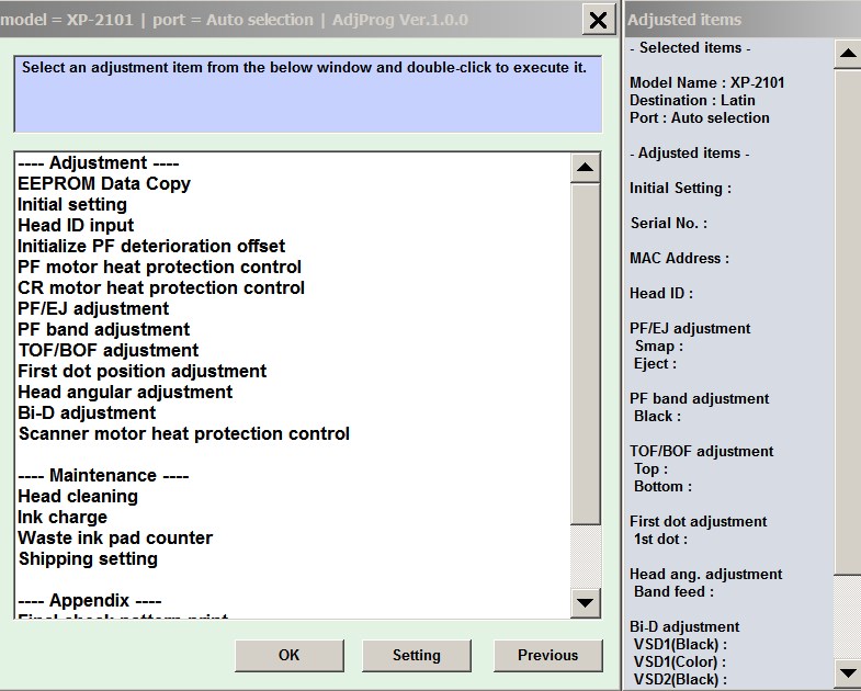 License for 1 PC for Epson <b>XP-2100 series</b> Adjustment Program Full Reset Version