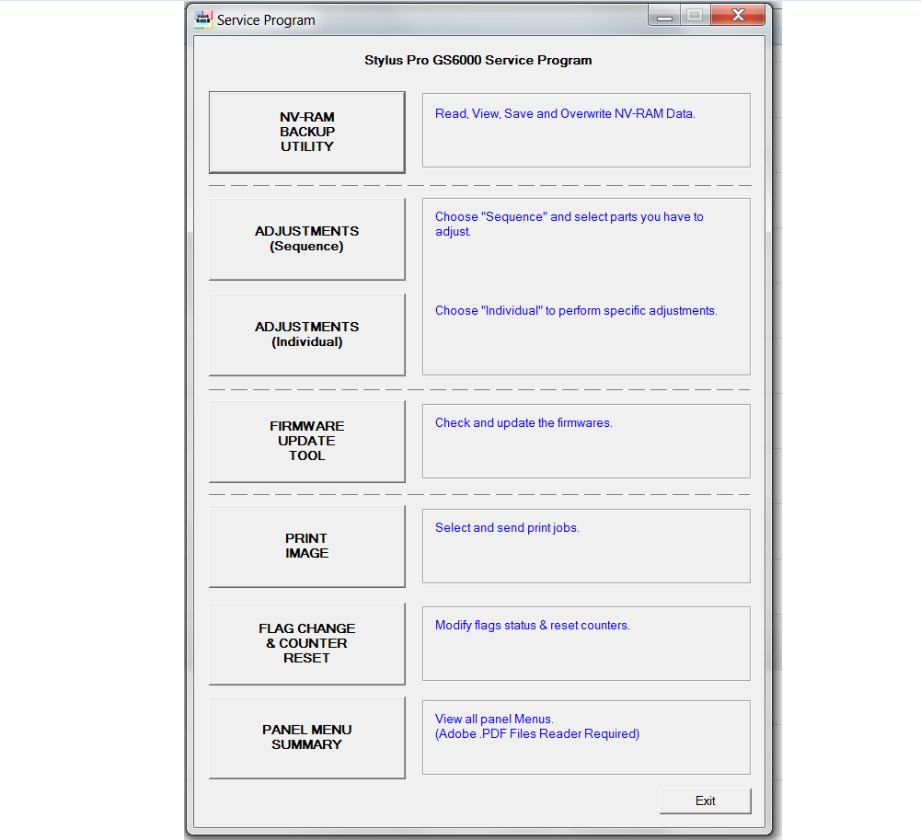 Epson <b>Pro  GS6000</b>  Adjustment Program