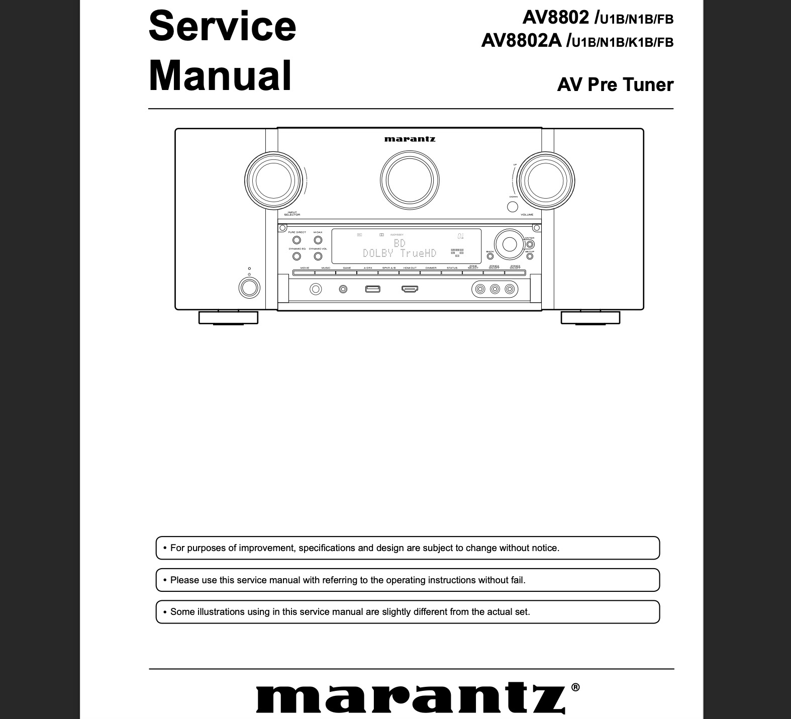 Marantz AV8802 / AV8802A AV Pre Tuner Service Manual, Exploded View, Schematic Diagram, Cirquit Board