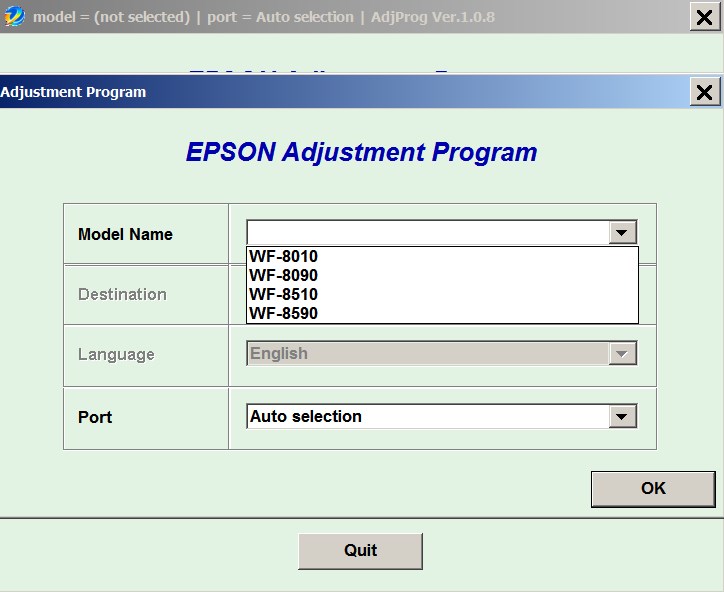 Epson <b>WorkForce WF-8010, WF-8090, WF-8510, WF-8590</b> (EURO) Ver.1.0.8 Service Adjustment Program  <font color=red>New!</font>