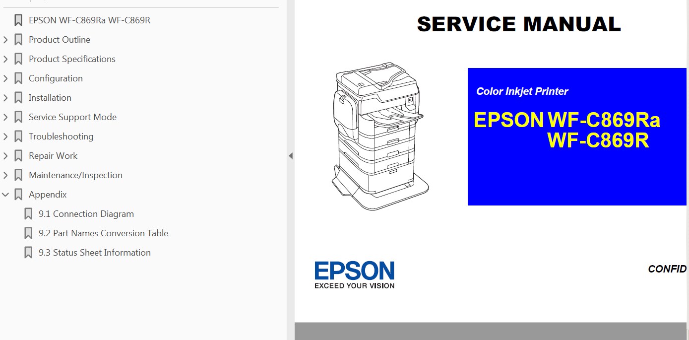Epson <b> WF-C869R,  WF-C869Ra</b> printers Service Manual  <font color=orange>New!</font>