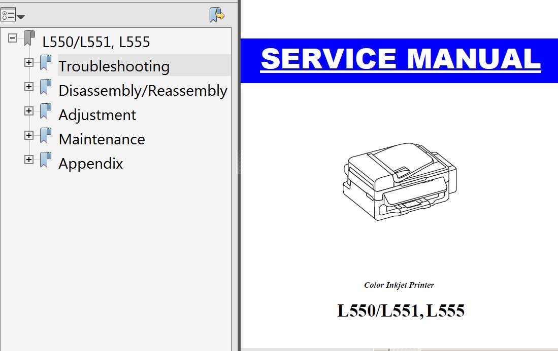 Epson <b>L550 Series, L551, L555 Series</b> printers Service Manual  <font color=red>New!</font>