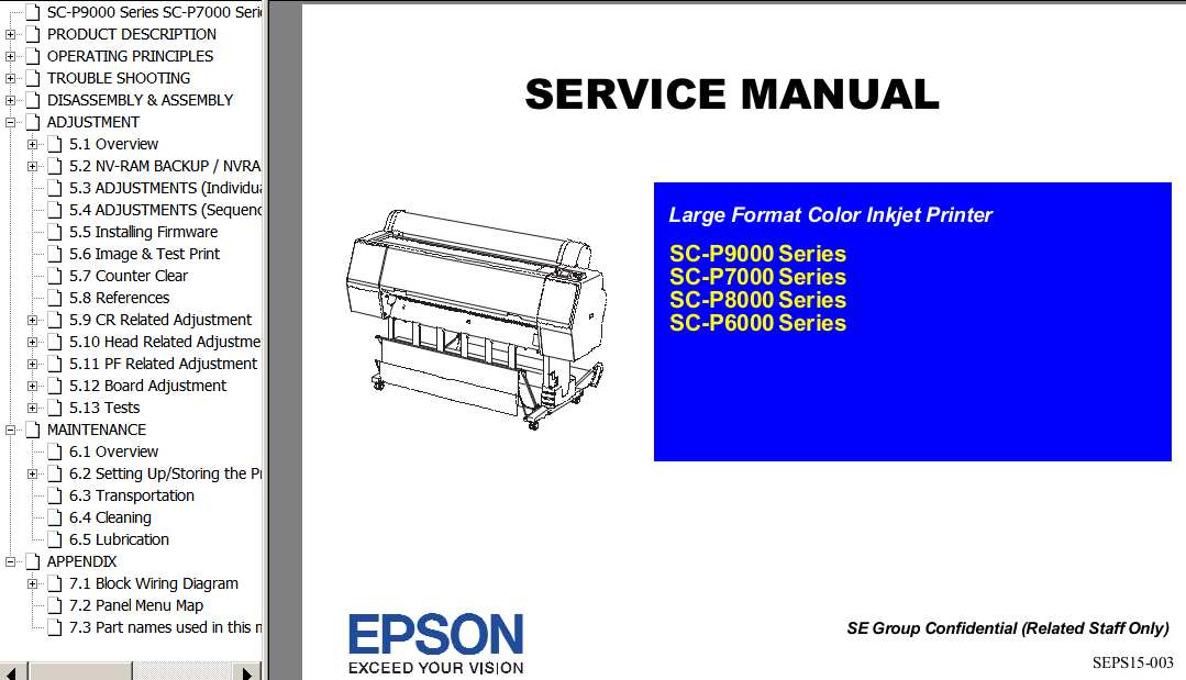 Epson <b>SC-P6000, SC-P6050, SC-P6070, SC-P6080, SC-P7000, SC-P7050, SC-P7070, SC-P7080, SC-P8000, SC-P8050, SC-P8070, SC-P8080, SC-P9000, SC-P9050, SC-P9070, SC-P9080</b> printers Service Manual and Block Wiring Diagram  <font color=red>New!</font>
