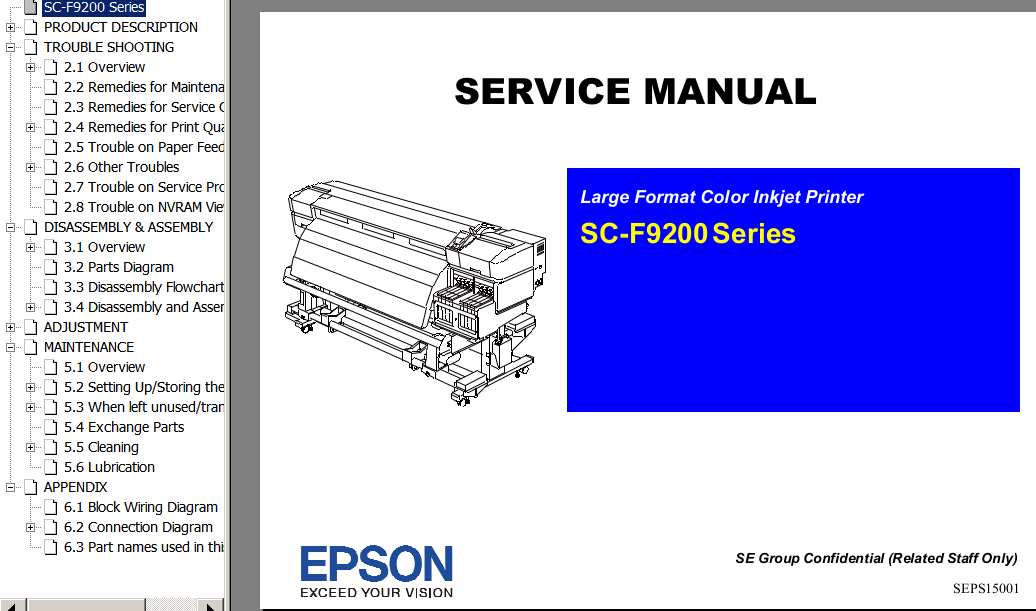 Epson Sure Color <b>SC-F9200, SC-F9270, SC-F9280</b> printer Service Manual and Connector Diagram  <font color=red>New!</font>