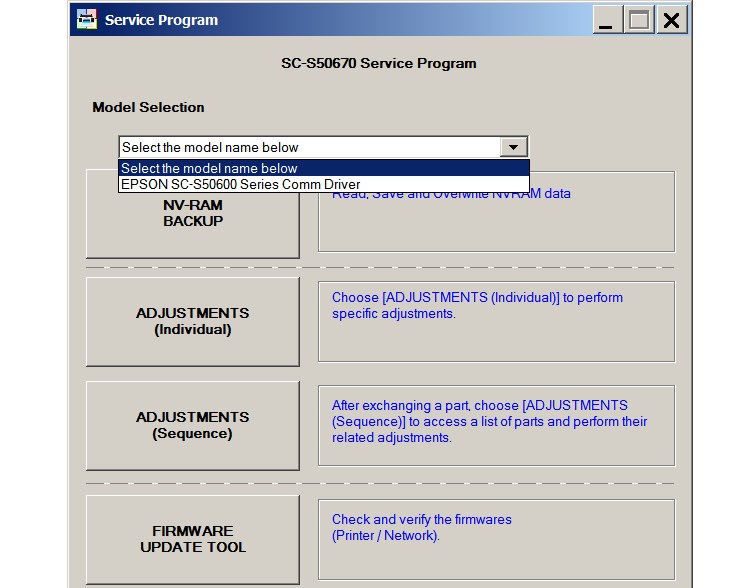 Epson <b>SureColor SC-S50670, SC-S50675</b> Service Program <font color=red>New!</font>