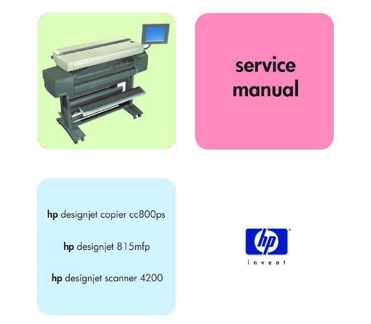 HP DesignJet Copier cc800ps, 815mfp, scanner 4200  Service Manual, Parts and Diagrams