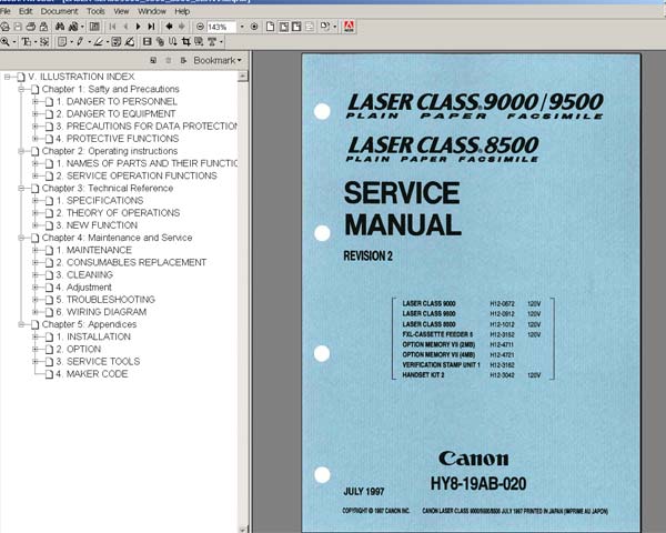 Canon  Laser  Class  8500, 9500 <br> Service  Manuall