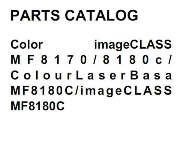 CANON MF8170, MF8180 Parts Catalog