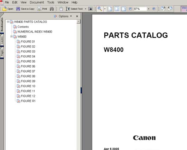 CANON BJ-W8400 wide format printer Parts Catalog