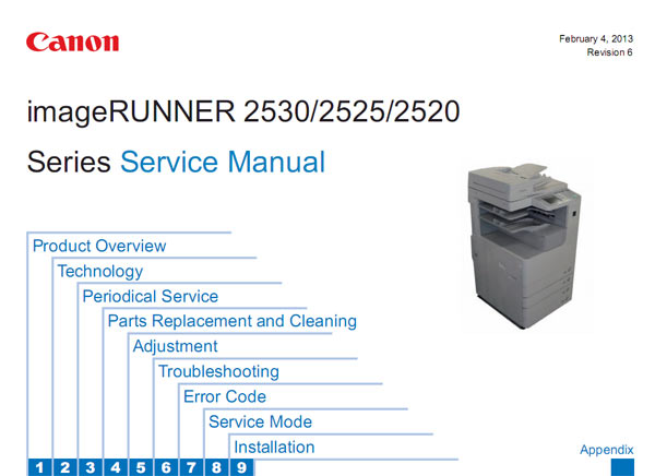 CANON iR2520, iR2525, iR2530 Service Manual and Parts Lists