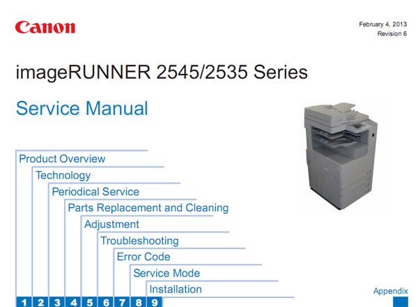 CANON iR2535, iR2545  Service Manual and Parts Lists