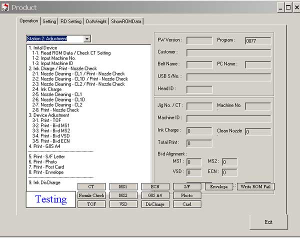 EPSON CX1500 Service Program