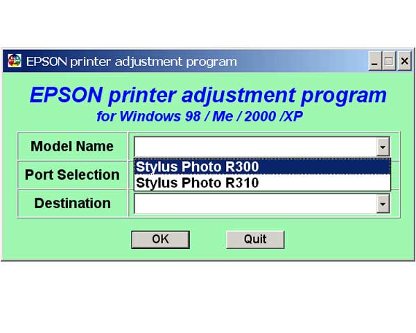 Epson R300, R310 Printers Service Program