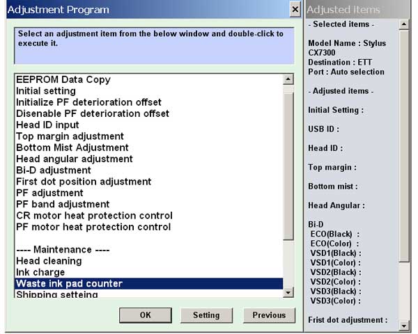 Epson CX7300 Service Adjustment Program