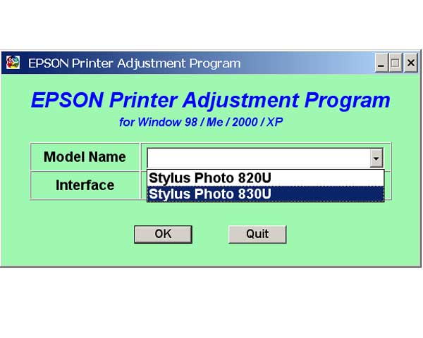 Epson Stylus Photo <b>820U, 830U</b> Printers Service Program