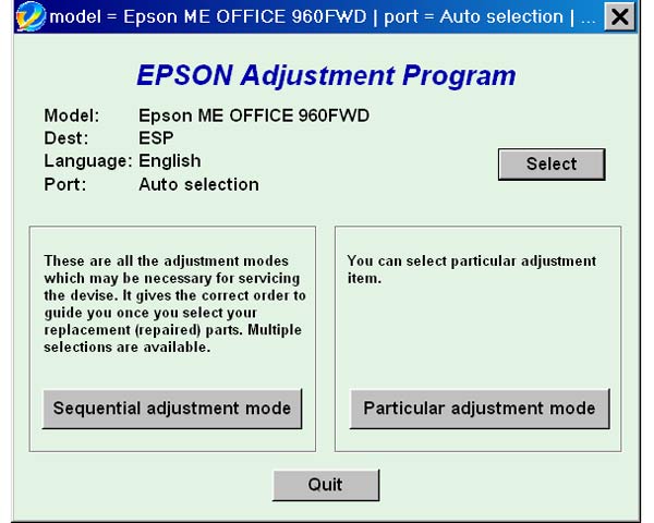 Epson <b>ME960FWD</b> Service Adjustment Program