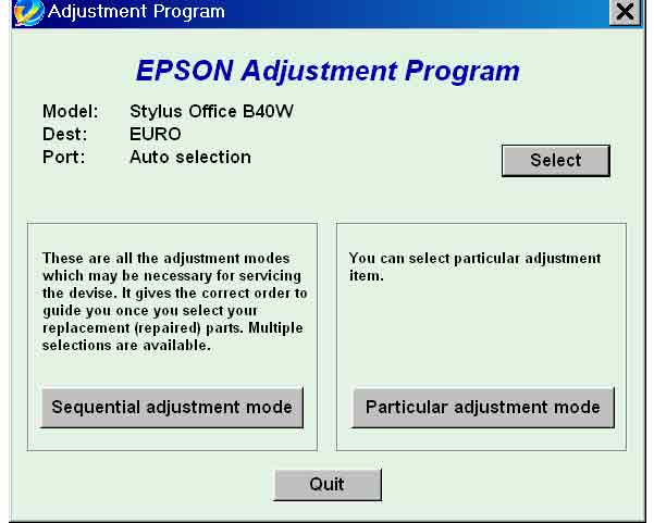 EPSON Stylus Office <b>B40W</b> Service Adjustment Program