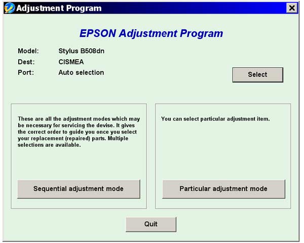 Epson B308dn, B508dn Service Adjustment Program