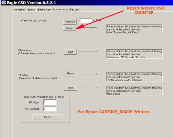EPSON CX5700F, CX5800F Service Adjustment Program