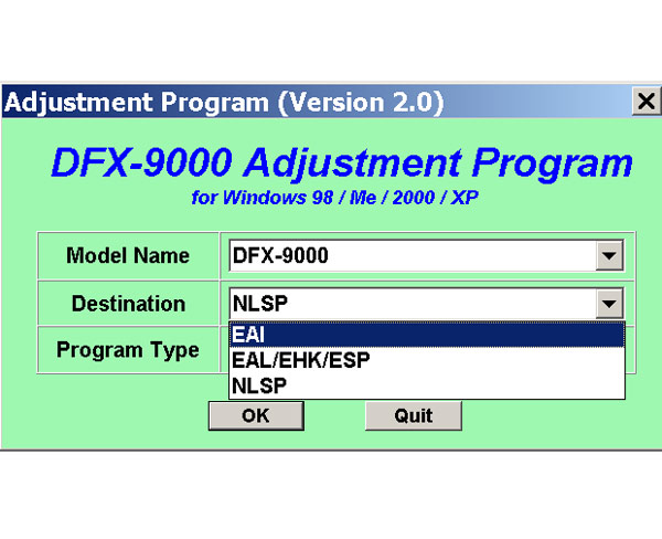 Epson DFX-9000 Printer Adjustment Program V 2.0