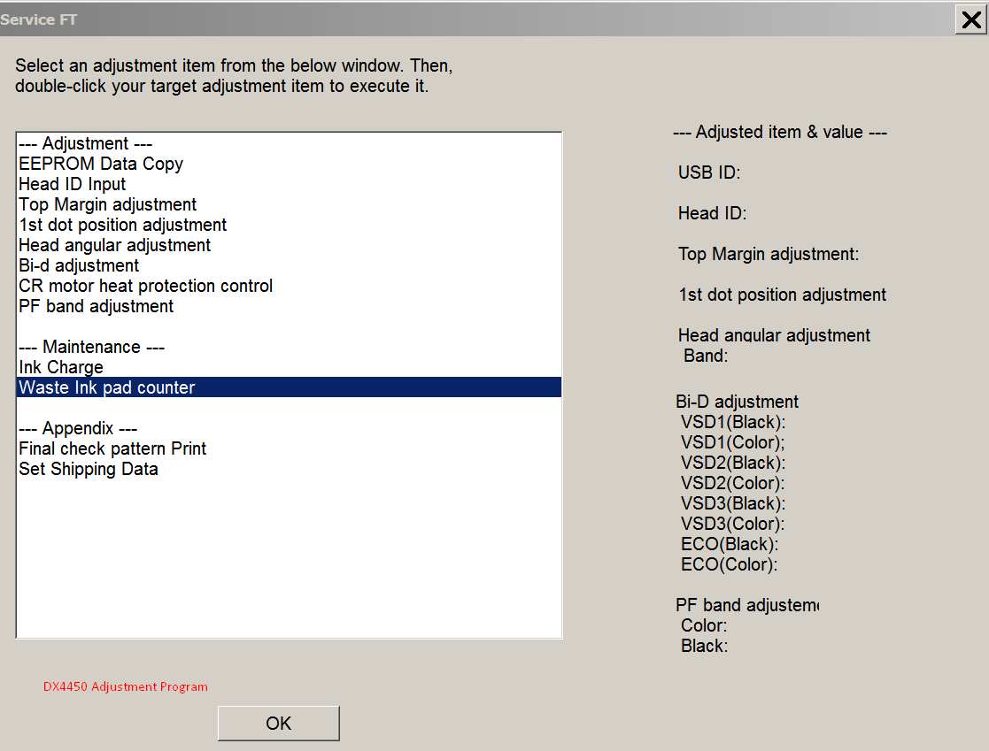 Epson DX4450 Service Program