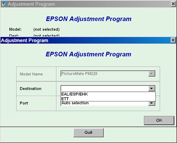 Epson <b>PictureMate PM225</b> Service Adjustment Program