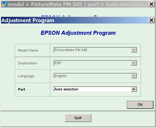 Epson <b>PictureMate PM245</b> (ESP) Ver.1.0.0 Service Adjustment Program