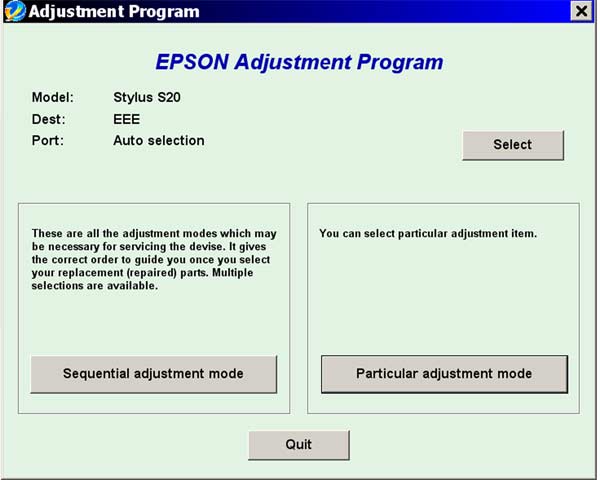 Epson <b>S20</b> Service Adjustment Program
