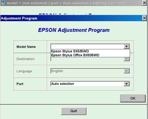 Epson <b>SX535WD, BX535WD</b> (EURO, CISMEA) Ver.1.0.0 Service Adjustment Program
