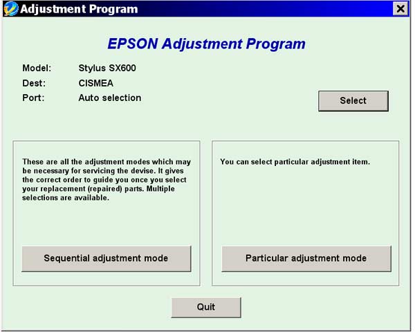 Epson <b>SX600, BX600</b> Service Adjustment Program