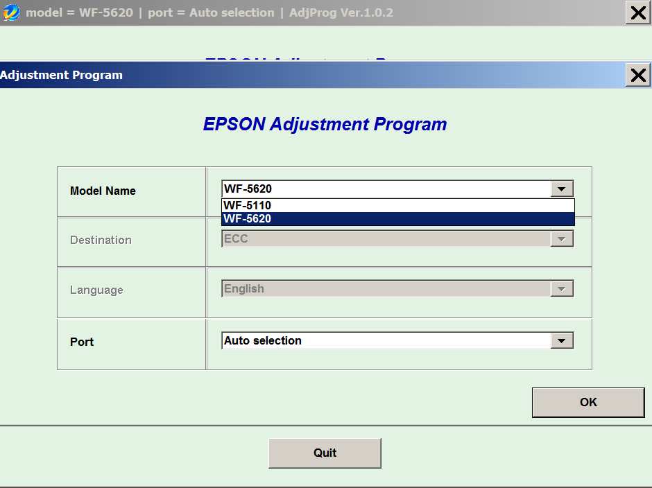 Epson <b>WorkForce WF-5110, WF-5620</b> (ECC) Ver.1.0.2 Service Program  <font color=red>New!</font>