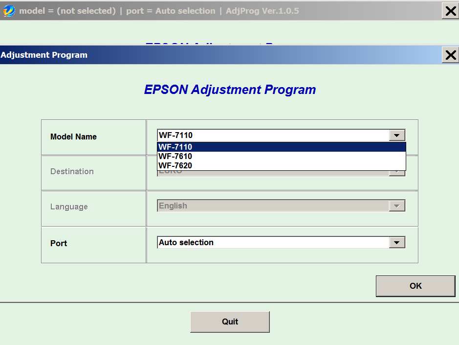 Epson <b>WorkForce WF-7110, WF-7610, WF-7620</b> (EURO) Ver.1.0.5 Service Adjustment Program  FULL <font color=red>New!</font>
