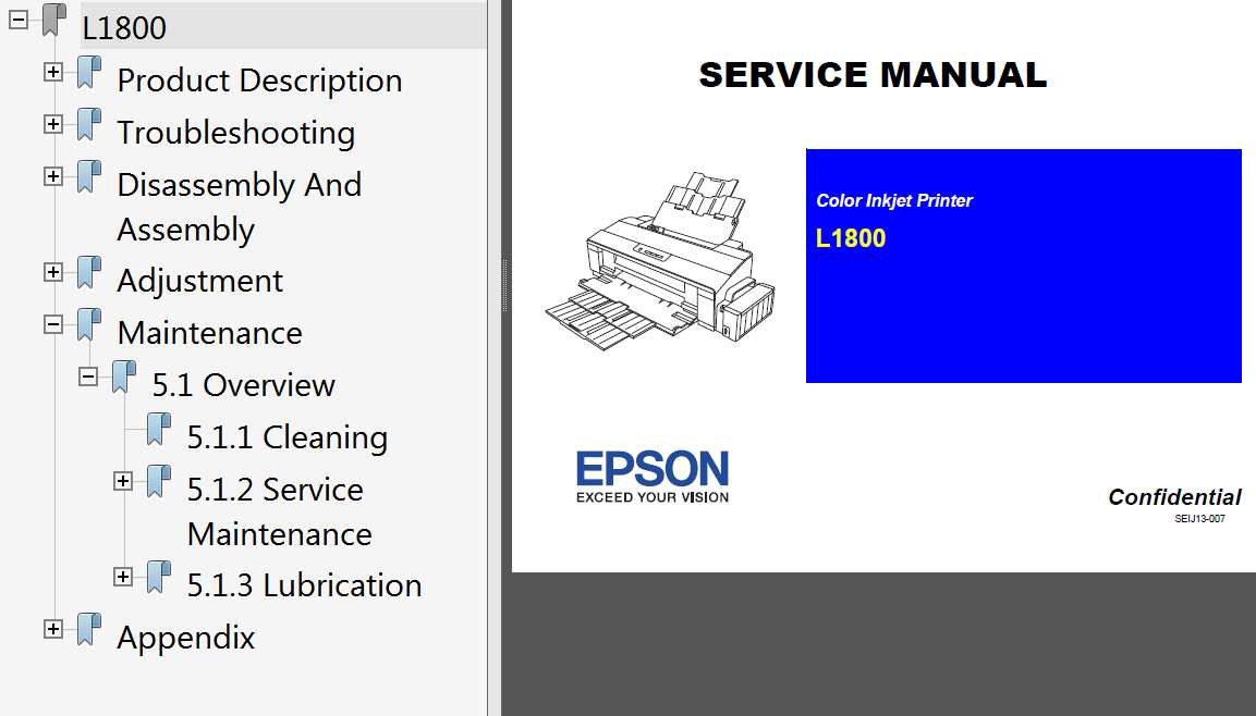 Epson <b>L1800</b> printers Service Manual <font color=red>New!</font>