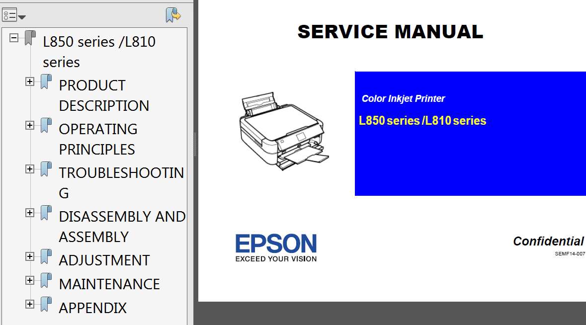Epson <b>L810 Series, L850 Series</b> printers Service Manual