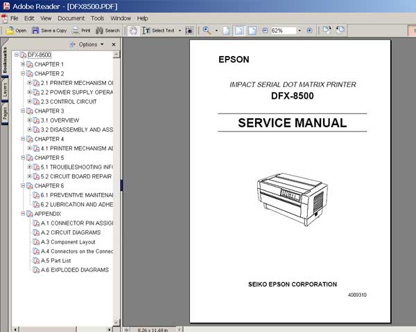 Epson DFX-8500 Printer<br> Service Manual