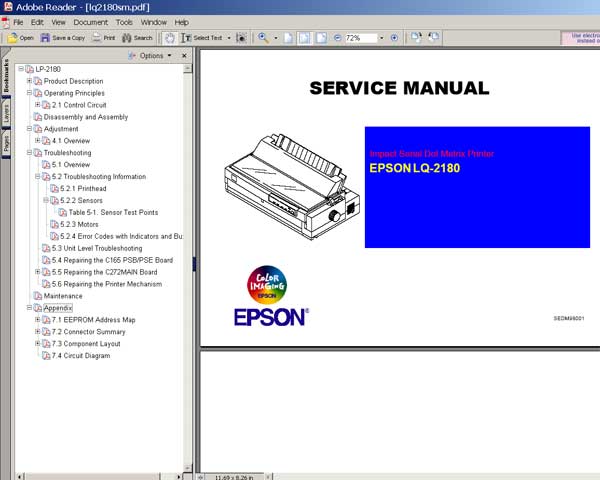 Epson LQ-2180 Printer <br> Service Manual