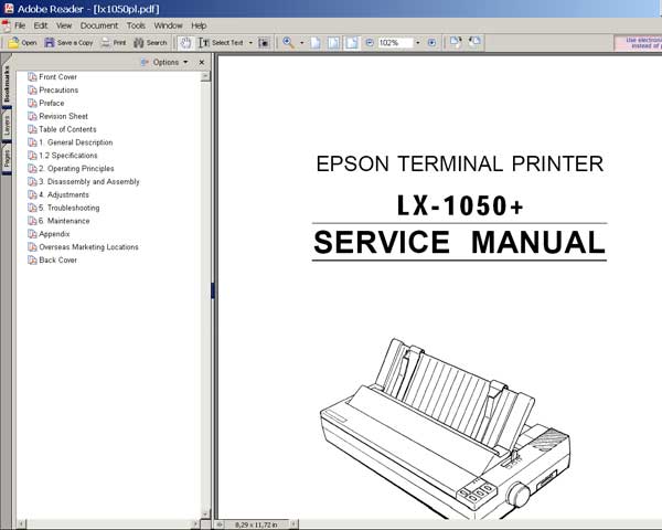 скачать инструкция epson lx-1050+