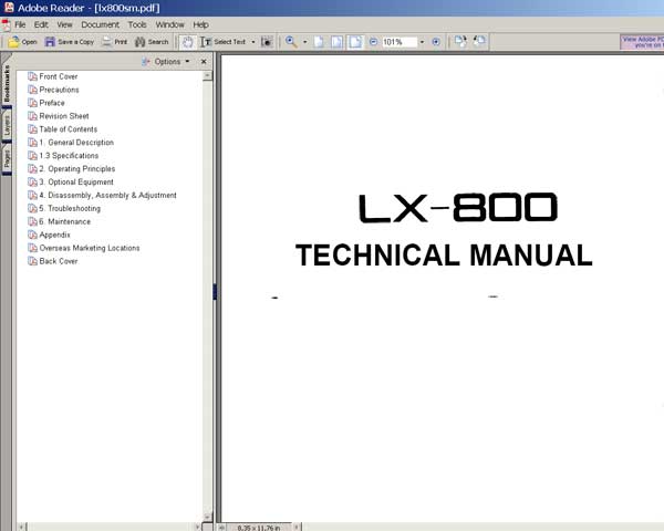 Epson LX-800 Printer<br> Service Manual