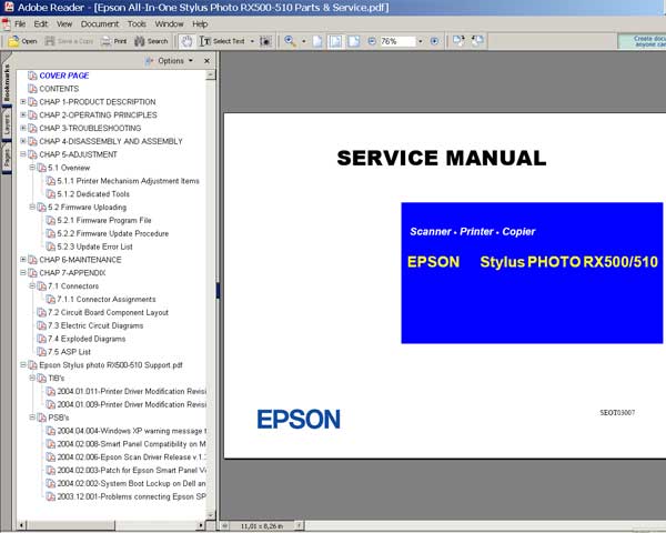 Epson RX500, RX510 Service Manual