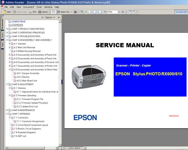 Epson RX600, RX610, PMA850, PMA850V Service Manual