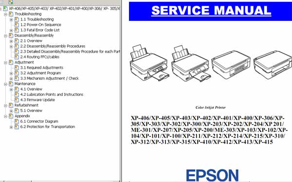 Epson XP-100, XP-101, XP-102, XP-103, XP-104,  XP-200, XP-201, XP-202, XP-203, XP-204, XP-205, XP-207, XP-211, XP-212, XP-214, XP-215,  XP-300, XP-302, XP-303, XP-305, XP-306, XP-310, XP-312, XP-313, XP-315,  XP-400, XP-401, XP-402, XP-403, XP-405, XP-406