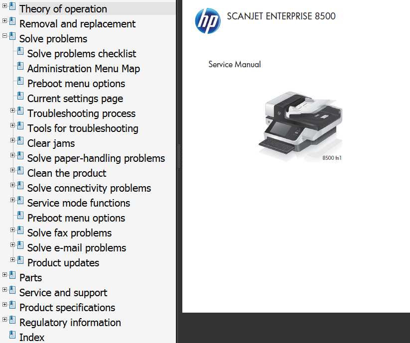 HP ScanJet Enterprise 8500 Printers Service Manual